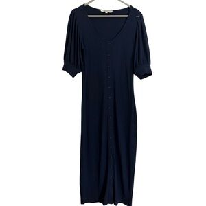 Joie dress Navy Blue Button Down ribbed knit small minimalist neutral chic
